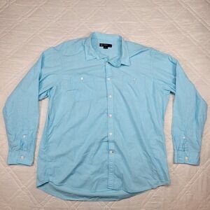 Cremieux Classics blue check long sleeve dress‎ shirt men's XL